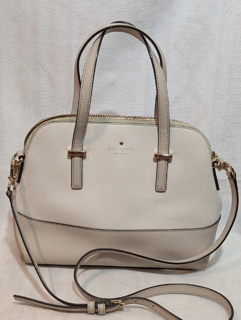 kate spade Cream Dome Satchel with Gold Hardware